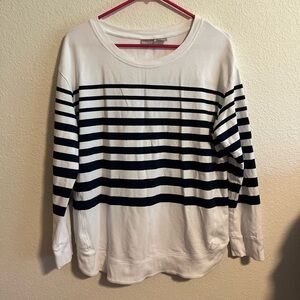 Chico's Blue Striped Crew Neck Sweater Size 1